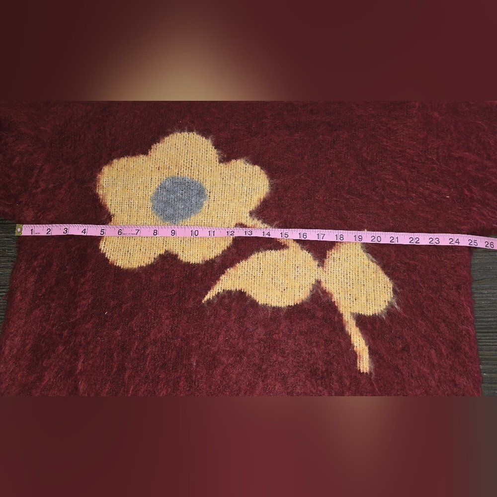 POL Red and Yellow Floral Knit Sweater PTP is 25 (F) - Picture 10 of 11